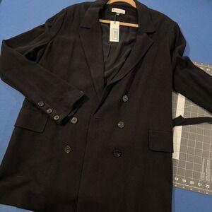 American Tall Blazer Jacket Women's XL Black Double-Breasted Belted Lined - New